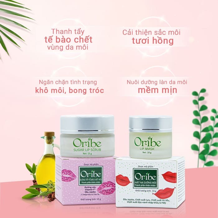 Combo đường tẩy tế bào chết môi + Mặt nạ dưỡng hồng môi Oribe