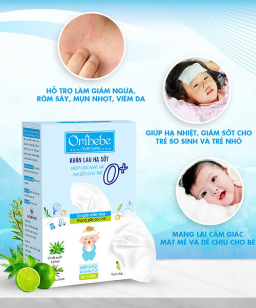 công dụng khăn lau hạ sốt Oribebe 0y