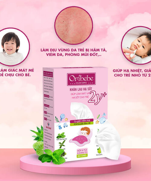 công dụng khăn lau hạ sốt Oribebe 2y