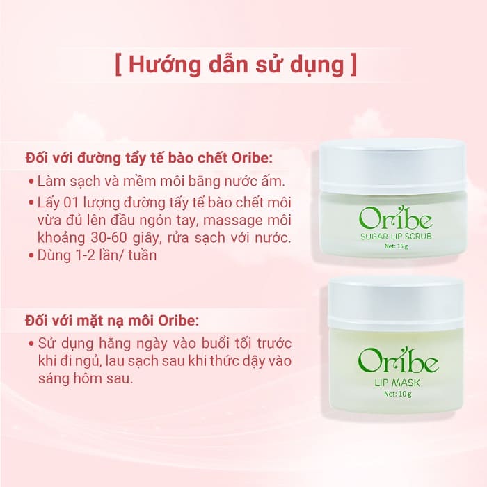 Combo đường tẩy tế bào chết môi + Mặt nạ dưỡng hồng môi Oribe