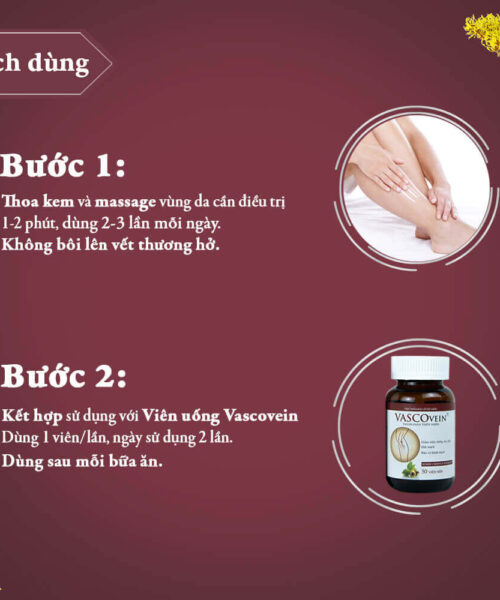 hướng dẫn sử dụng kem thoa và viên uống Vascovein