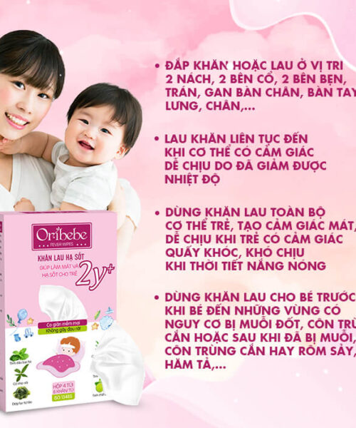 hướng dẫn sử dụng khăn lau hạ sốt Oribebe 2y
