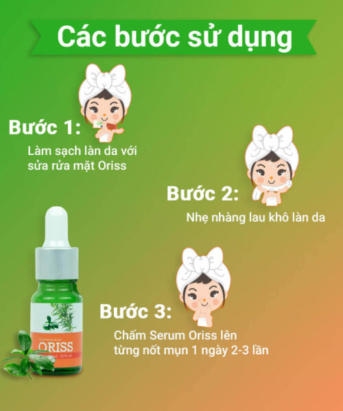 hướng dẫn sử dụng serum mụn Oriss