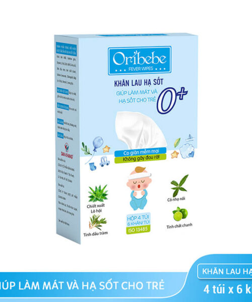 sản phẩm khăn lau hạ sốt Oribebe 0y