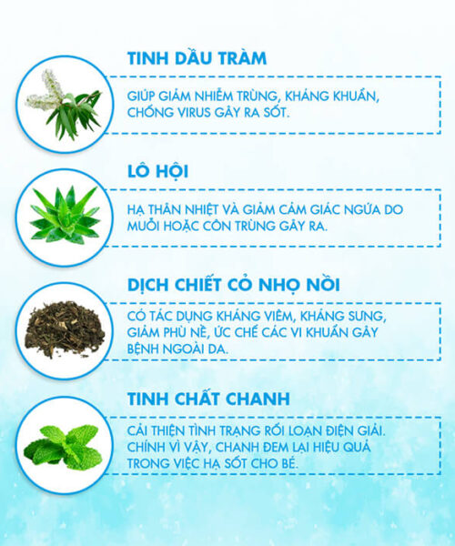 thành phần khăn lau hạ sốt Oribebe 0y